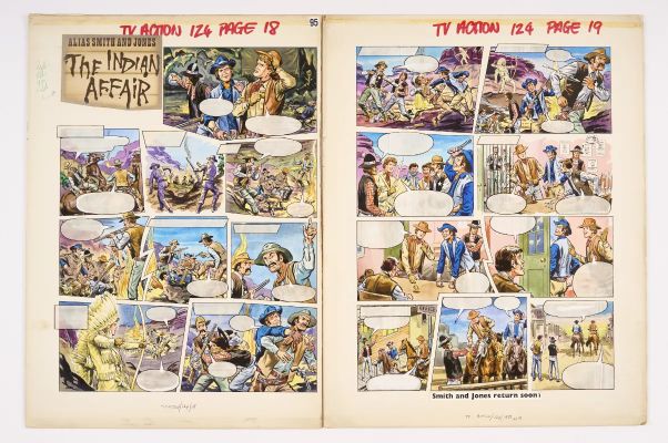 Alias Smith and Jones/The Indian Affair, two original artworks by Charles Morgan (1973) for TV | Comic Book Auctions ltd