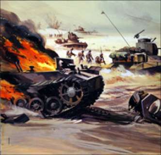 Gerry Wood - Tank Advance North Africa (Signed)