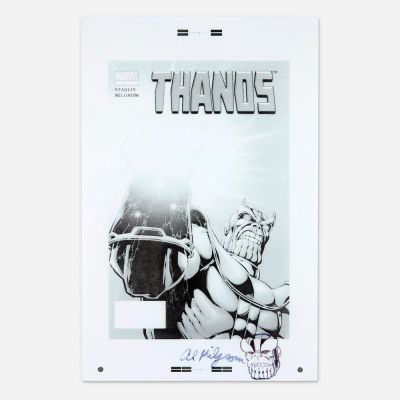 Lot 358 - Jim Starlin and Al Milgrom, Thanos #1 Cover Transparency with Original Sketch (Marvel Comics, 2003) | Landry Pop Auctions