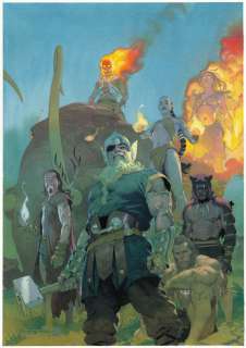 Esad Ribic - avengers #677 painted variant cover - avengers 1,000,000 bc - no surrender - agamotto the all-seeing, black panther, ghost rider, iron fist, odin the all-father, phoenix, and star brand - 2018 signed