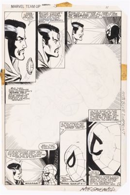 Lot 122 - MARVEL TEAM-UP ANNUAL #5 NOVEMBER 1982 ORIGINAL ART PAGE BY MARK GRUENWALD (SPIDER-MAN).