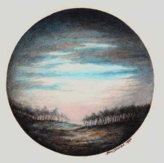 Dulieu, Jean (Oort, Jan van) - Originele cirkeltekening in kleur - Landschap - (1990) | Catawiki