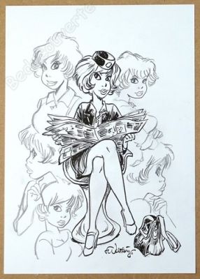 François Walthéry - Dessin Original Natacha Hôtesse de l’air 2019 29,6x41,9cm | eBay Europe (Buy It Now)