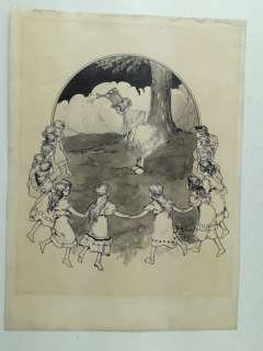 Attilio Mussino - Illustrazione Originale "Il Girotondo" - Firrmata - Loose page - First edition - (1912) | Catawiki