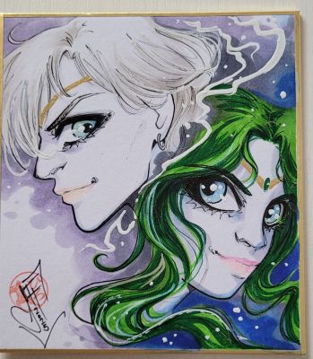 Francesca Fantini | Sailor Uranus & Neptune Original Art on Japanese Shikishi | Raremarq