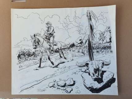 Rouge, Michel - Dessin original - Commanche - Dust au ranch - (1990) | Catawiki