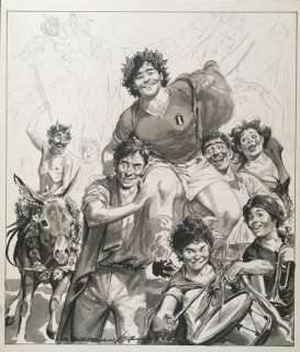 Guido Buzzelli - Illustrazione originale "Maradona - vittoria del Napoli" - Loose page - (1987) | Catawiki