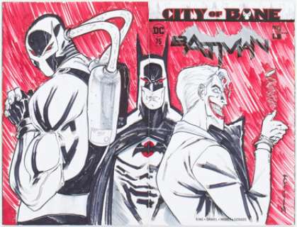 Tim Seeley Batman #75 Wraparound Sketch Cover Variant Original Art (DC, 2019) CGC Signature Series NM/MT 9.8 White -