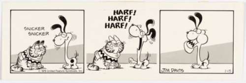 Davis, Jim | Jim Davis Garfield Daily Comic Strip Original Art Dated 1-13-79 (United Feature Syndicate, 1979).... | Heritage