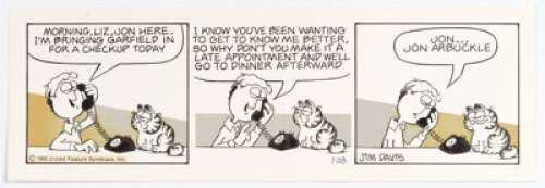 Davis, Jim | Jim Davis Garfield Daily Comic Strip Original Art Dated 1-28-80 (United Feature Syndicate, 1980).... | Heritage