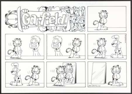 Davis, Jim | Jim Davis Garfield Sunday Comic Strip Original Art dated 2-21-99 (PAWS/Universal Press Syndicate, 1999).... | Heritage
