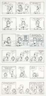 Davis, Jim | Jim Davis Garfield Consecutive Daily Comic Strip Original Art Group of 6 (PAWS, 2010). ... (Total: 6 Original Art) | Heritage