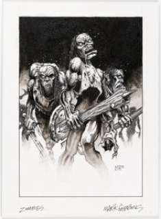 Mark Gibbons Warhammer Armies Fourth Edition "Zombies" Page 56 Illustration Original Art (Games Workshop, 1994).