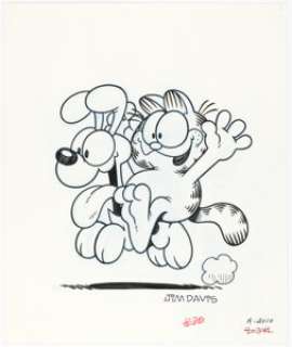 Jim Davis - Garfield and Odie Illustration Original Art (1990). | Heritage