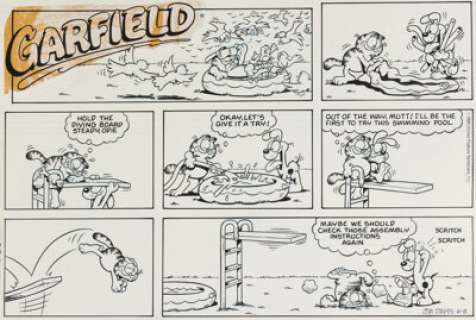Jim Davis Garfield Sunday Comic Strip Original Art dated 6-8-86 (United Feature Syndicate, 1986). | Heritage