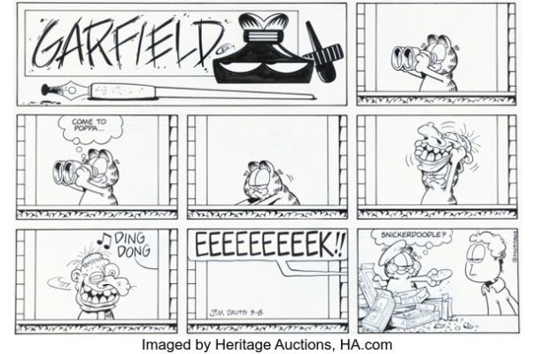 Jim Davis Garfield Sunday Comic Strip Original Art dated 3-8-09 (PAWS, 2009). | Heritage