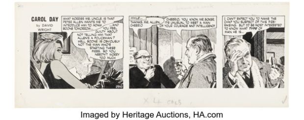 David Wright Carol Day #2910 Daily Comic Strip Original Art (London Daily Mail, 1966). | Heritage