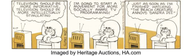 Jim Davis Garfield Daily Comic Strip Original Art dated 4-17-80 (United Feature Syndicate, 1980). | Heritage
