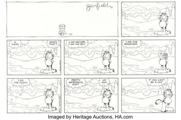 Jim Davis Garfield Sunday Comic Strip Original Art dated 3-28-10 (PAWS, 2010). | Heritage