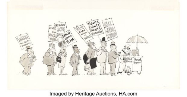 Paul Coker Jr Help! V2#8 (#20)"The Great Washington March" Page 4 Gag Illustration Original Art (Warren, 1964). | Heritage