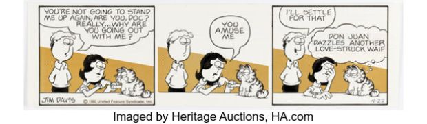 Jim Davis Garfield Daily Comic Strip Original Art dated 4-22-80 (United Feature Syndicate, 1980). | Heritage