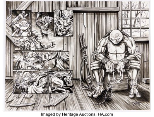 Mike Rooth Teenage Mutant Ninja Turtles #3 Wraparound Variant Cover Original Art (IDW, 2024). | Heritage
