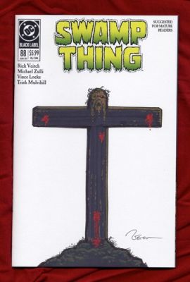 Rick Veitch original art, Swamp Thing 88, hand-painted sketch cover