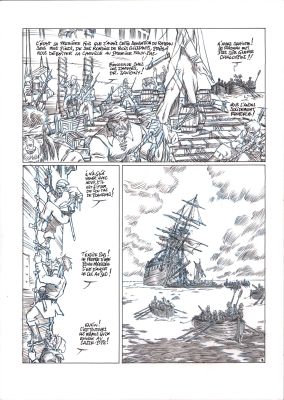 Gilles Cazaux | « L’oubliée du radeau de la Méduse »- Planche originale – Page 13 | Zic et Bul