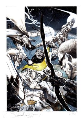 Simone Bianchi | Avengers vs. Thanos originale per serigrafia (con grafica allegata) | Tavole Originali