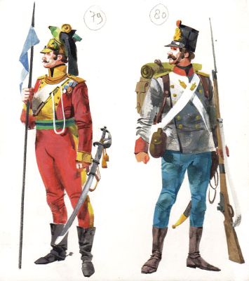 Ferdinando Tacconi | Uniformi Esercito austriaco: Ulano 1840 – Granatiere 1853 | Tavole Originali