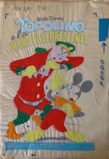 Giuseppe Perego | Albi della Rosa #341 - G. Perego - original cover art â€œTopolino e la mano fosforescenteâ€ - Page volante - Exemplaire unique - (1961) | Catawiki