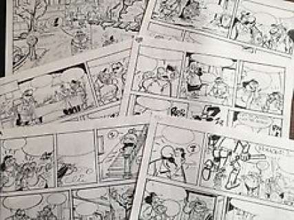 Krings, Jean-Marc | Krings, Jean-Marc - Originele schetsen op 6 halve pagina’s - Agent 212 - Complete gag | Catawiki