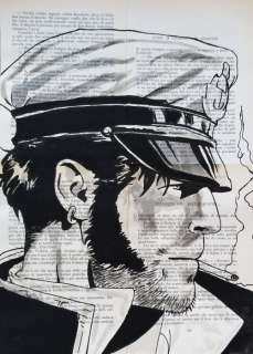 Andrea Boriani | Corto Maltese - Andrea Boriani - carta antica hand painted - Page volante | Catawiki