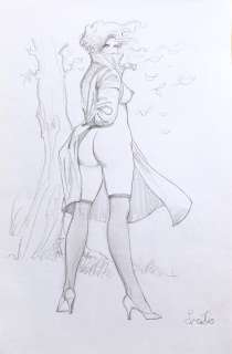 Leone Frollo | Leone Frollo - Mona Street - Illustrazione originale a matita - Firmata - Page volante - Exemplaire unique | Catawiki