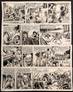 Wijn, Pieter Cornelis (Piet) | Aram (Piet Wijn) - 4 Opeenvolgende originele stroken uit verhaal 22 ( s 23 t/m 26 ) - Aram en de Zeekoningin (?) - Page volante - (1957/1958) | Catawiki