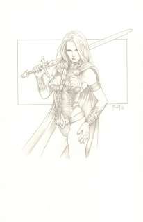 Mitch Foust - valkyrie side pose pencil commission - signed