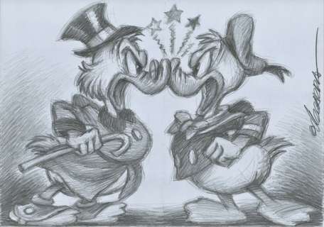 Joan Vizcarra | Donald Duck vs Uncle $crooge - Original Drawing By Joan Vizcarra - Signed - Pencil Artwork | Catawiki