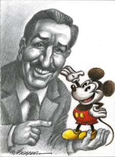 Joan Vizcarra | Walt Disney with Mickey Mouse - Original Drawing - Joan Vizcarra | Catawiki