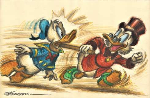 Joan Vizcarra | Donald Duck and his Uncle $crooge - Original Drawing - Joan Vizcarra | Catawiki
