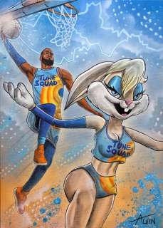 Alvin Silvrants | Sexy Lola Bunny LeBron James Space Jam - Original drawing in colour by Alvin Silvrants | Catawiki