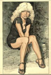 Malik (William Tai ) | Malik - Zittende blonde jonge vrouw in sexy kleding - aquarel en Oostindische inkt - Page volante - (1985/1990) | Catawiki