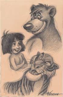 Joan Vizcarra | Baloo, Mowgli and Shere Khan [The Jungle Book] - Original Drawing - 50 x 32 cm - Joan Vizcarra - Pencil Artwork | Catawiki
