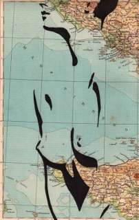 Andrea Boriani | Sin City - Andrea Boriani - carta di un atlante geografico del 1947 - Page volante - Exemplaire unique | Catawiki