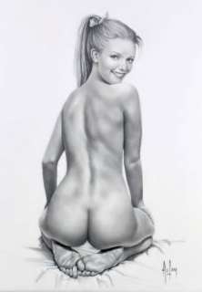 Aslan | Pin up Illustration à la mine de plomb, signée en bas à droite 58,3 | Cornette de St Cyr