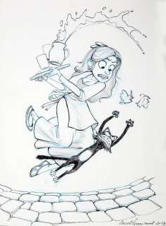 Feroumont - Le Royaume, illustration au stylo bille noir et au…