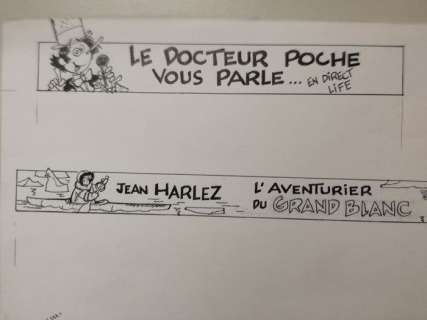 Wasterlain, Marc | Wasterlain, Marc - 2 originele hoofdingen - Docteur Poche + Jean Harlez - Page volante | Catawiki