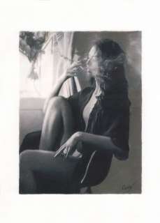 Jean-Michel Calas | Calas, Jean-Michel - Dessin original - La Cigarette - Format: 30,5 x 40,5 cm. | Catawiki