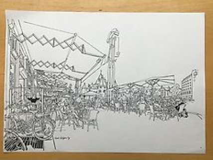 Kuijpers, Henk | Franka - Originele tekening Nieuwmarkt Amsterdam + prent | Catawiki