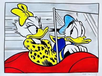 Tony Fernandez, Disney Artist | Donald & Daisy Inspired By Roy Lichtenstein POP ART - Original Painting - Tony Fernandez Signed - Acrylic Art | Catawiki