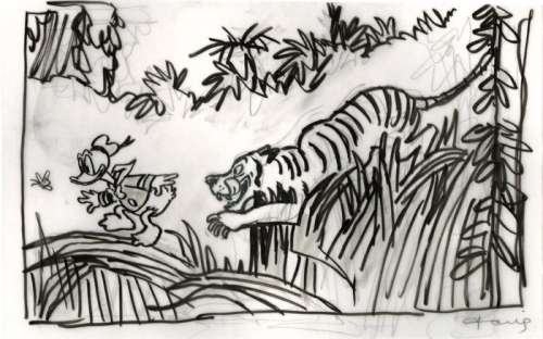 Tony Fernandez, Disney Artist | Donald Duck Inspired By Henri Rousseau - Original Preliminary Sketch - Signed by Tony Fernandez | Catawiki